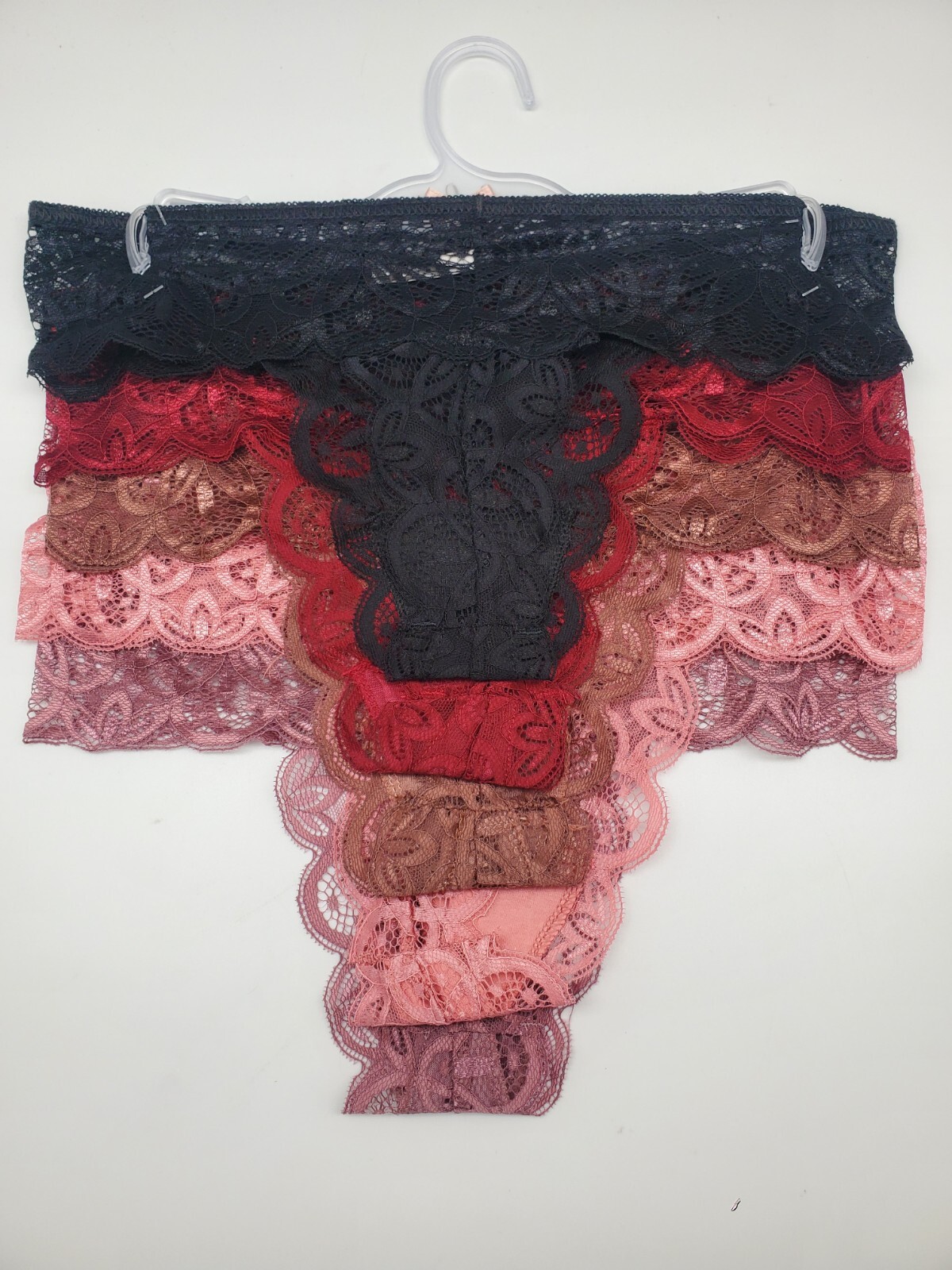 HUSH 5-Pack Women’s S-M Breathable Lace Cheeky Black/Burgundy/Mauve/Latte/Brown