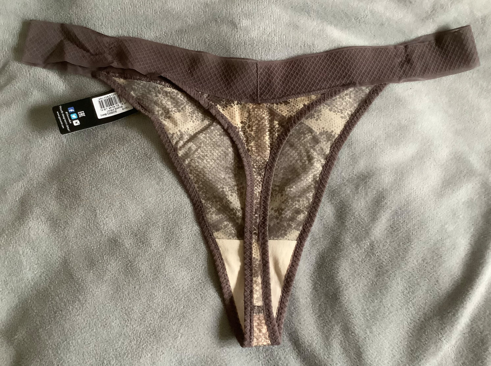 Gossard Glossies – x2 Light Brown & Beige Snake Print Thongs Size XL – BNWTS