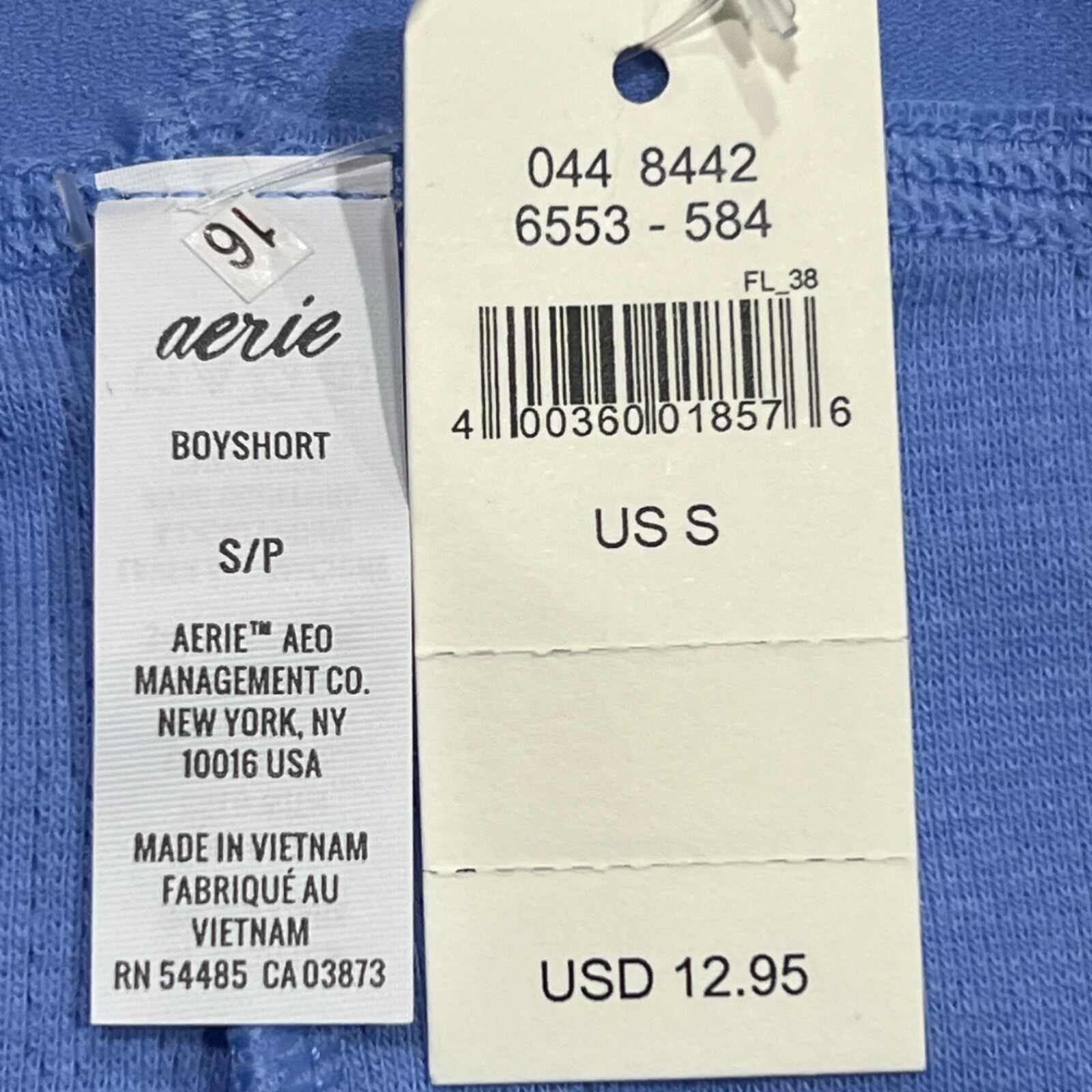 NWT AERIE Boyshort Pantie Sz S-M Blue Cotton Jersey
