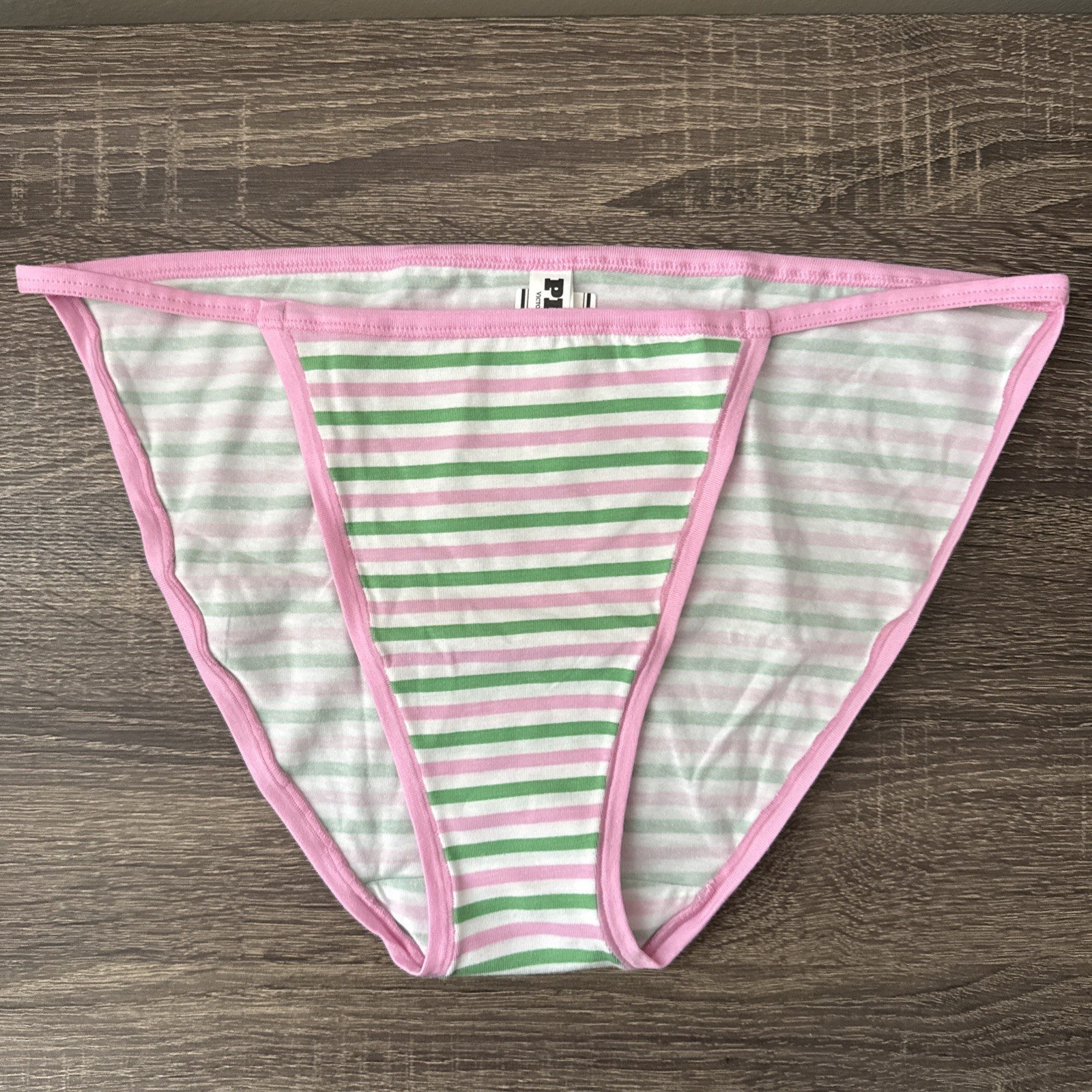 Pink By Victoria’s Secret, Xl, Pink Stripe Cotton String Bikini Panties