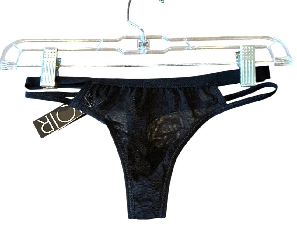 Nasty Gal Bklyn Noir Womens Black Mesh Thong Panty Size S