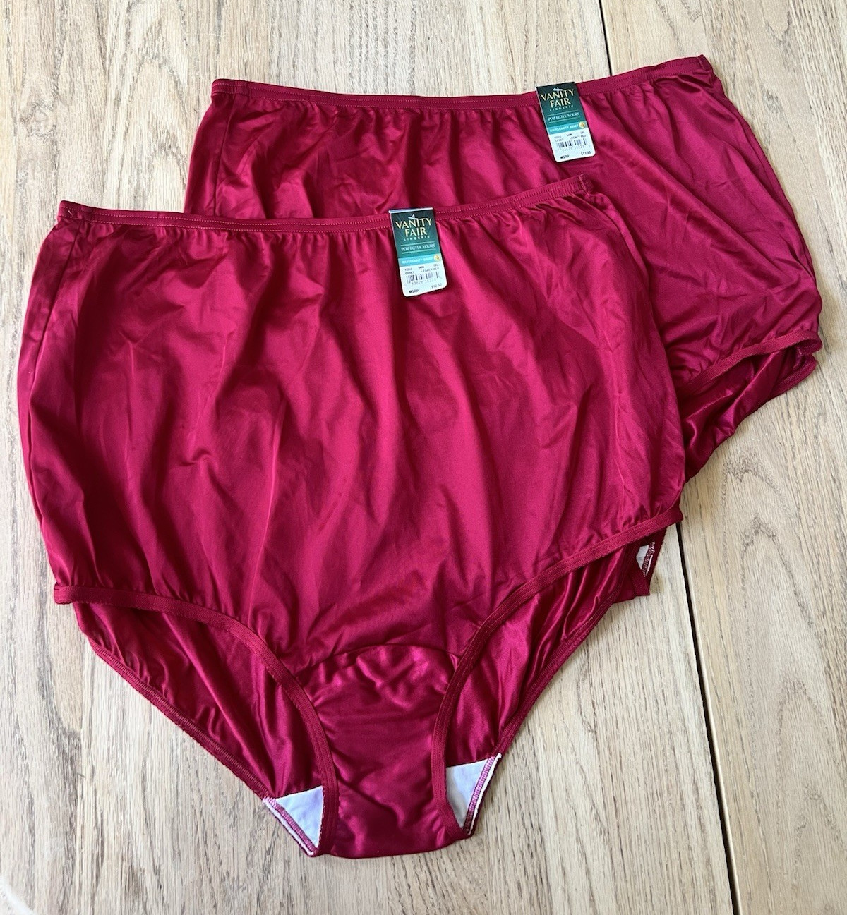 Vanity Fair Women’s High-Waist Brief Panties Red Solid Nylon Size 2XL 2-Pack
