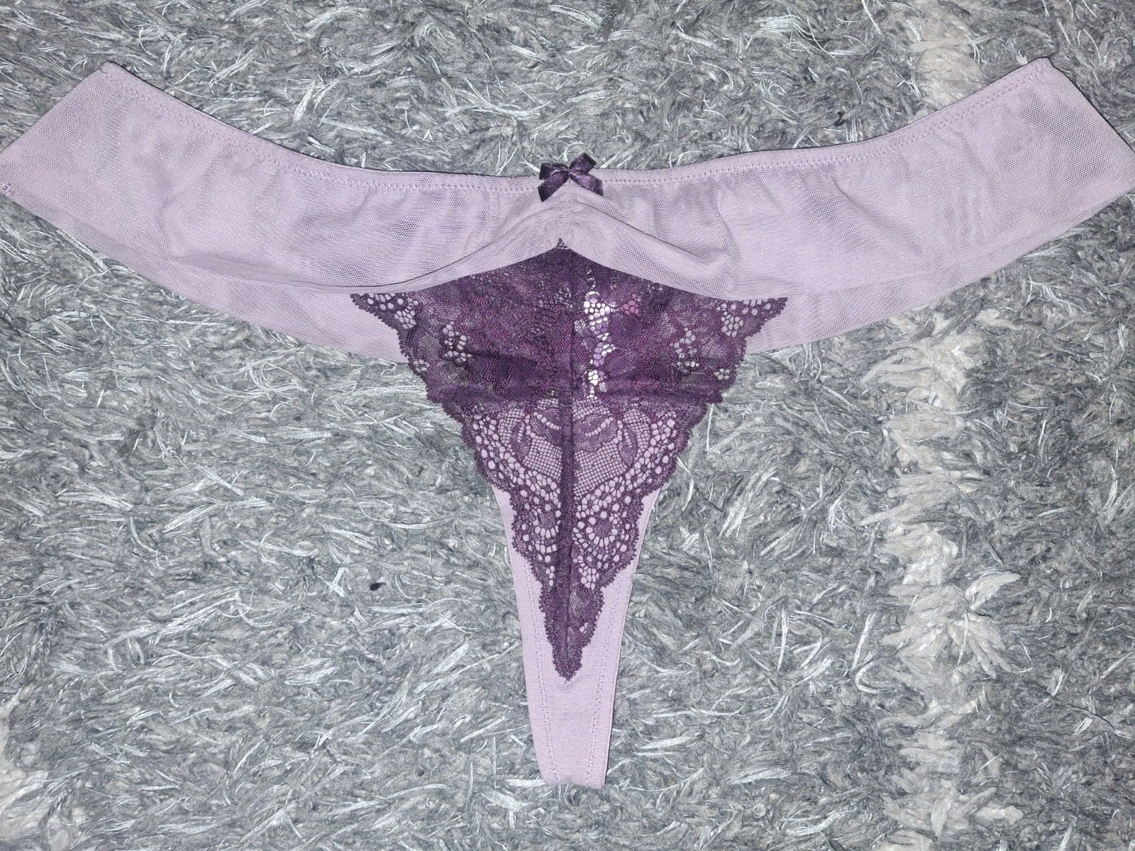 Adore Me/VS Floral Lace & Mesh Ruched Thong Panty NEW Size XL