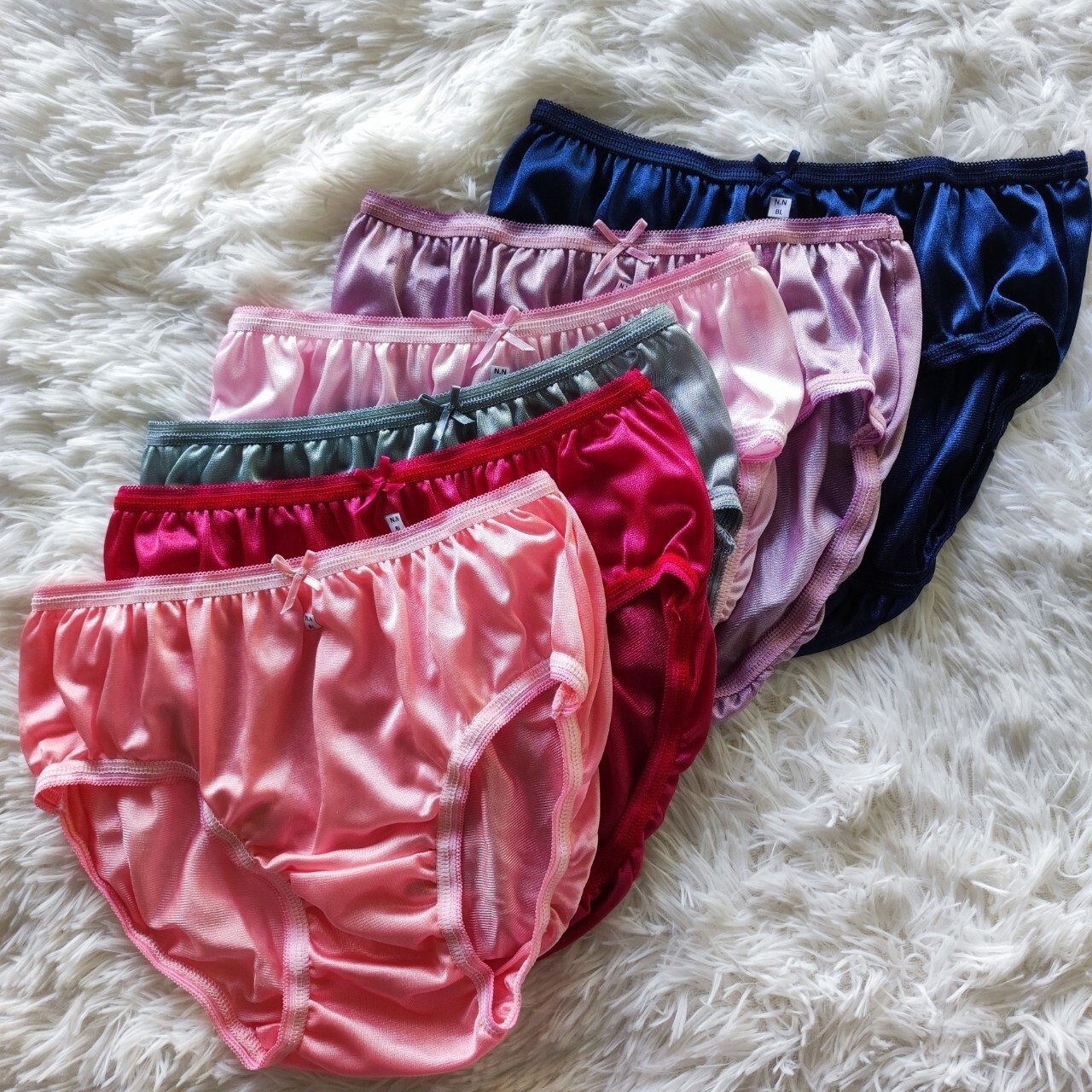 6 Vintage Nylon Bikini Panties Women Mens Silky Soft Smooth Briefs Hip 32″-38″ L