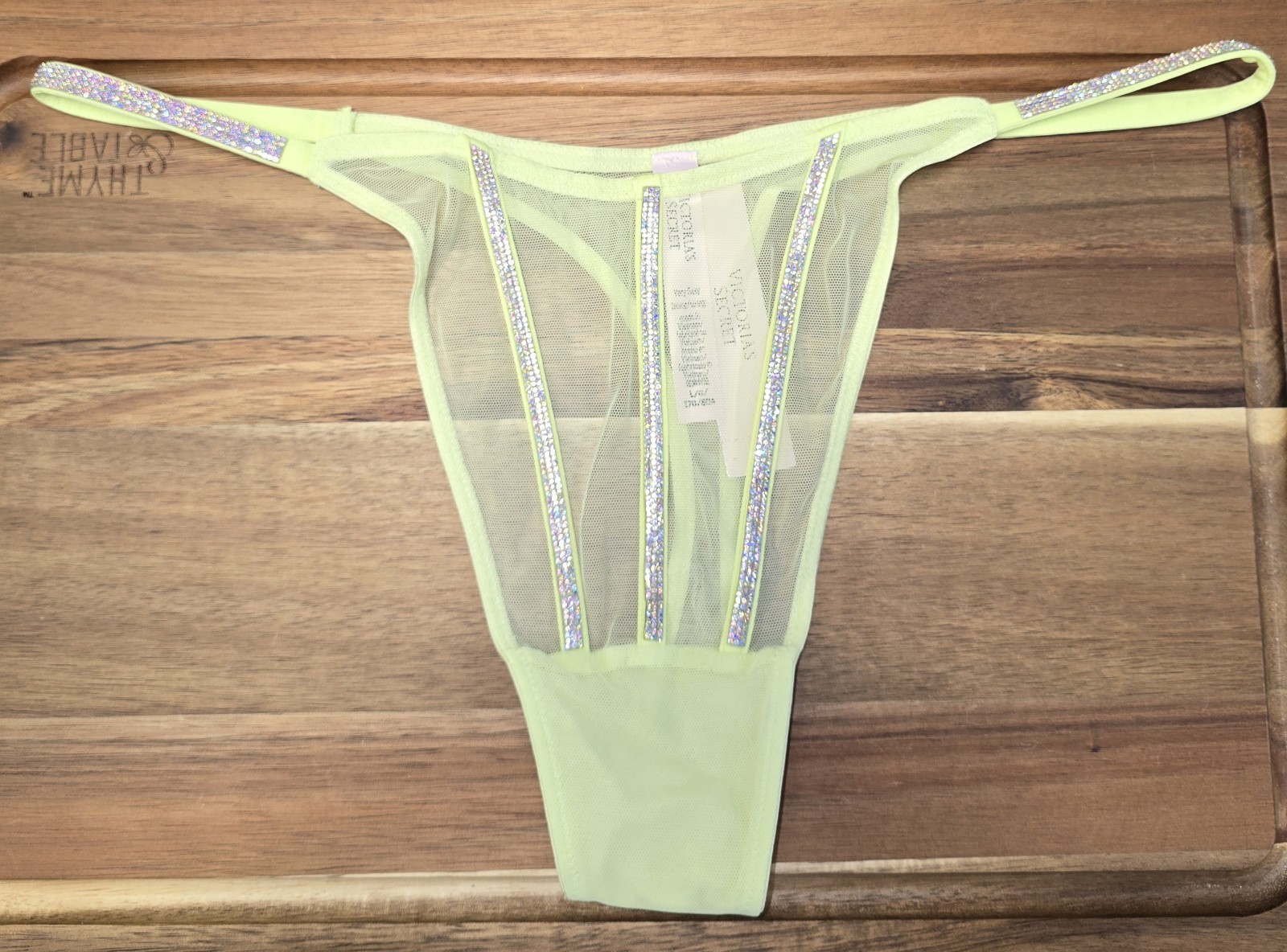 Victoria’s Secret Very Sexy Sheer Shine Thong Panty Citron Glow Size LARGE