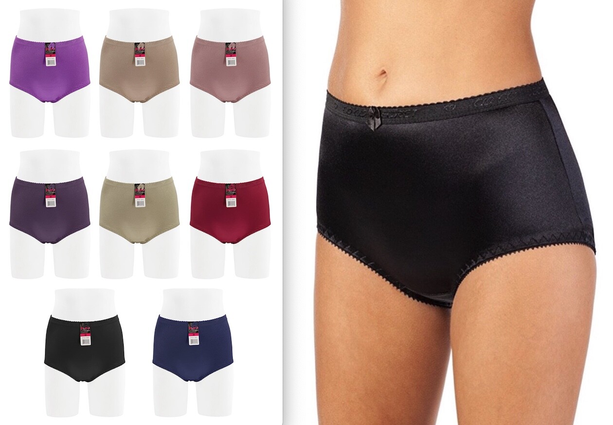 3 6 Women High Waist Full Coverage Shiny Smooth Silky Satin Brief Panties Undies