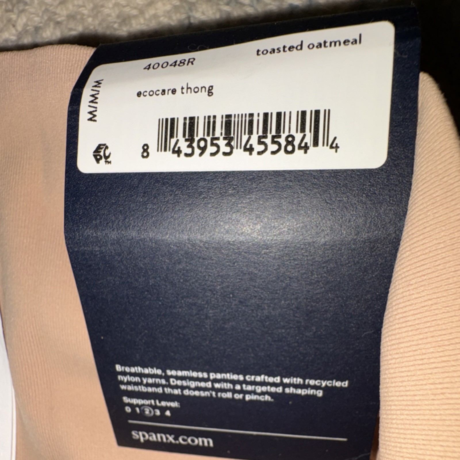SPANX Ecocare Thong Panties Seamless Breathable M Beige 40048R