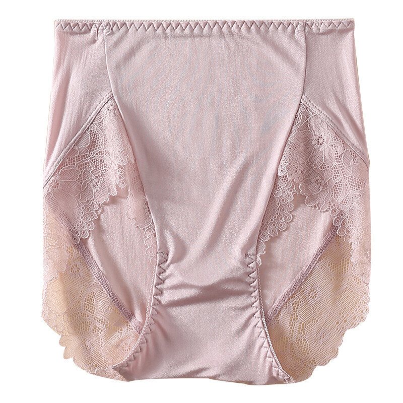 Large Ladies Nature Silk Briefs Thin Breathable Knickers High Waist Lace Pants