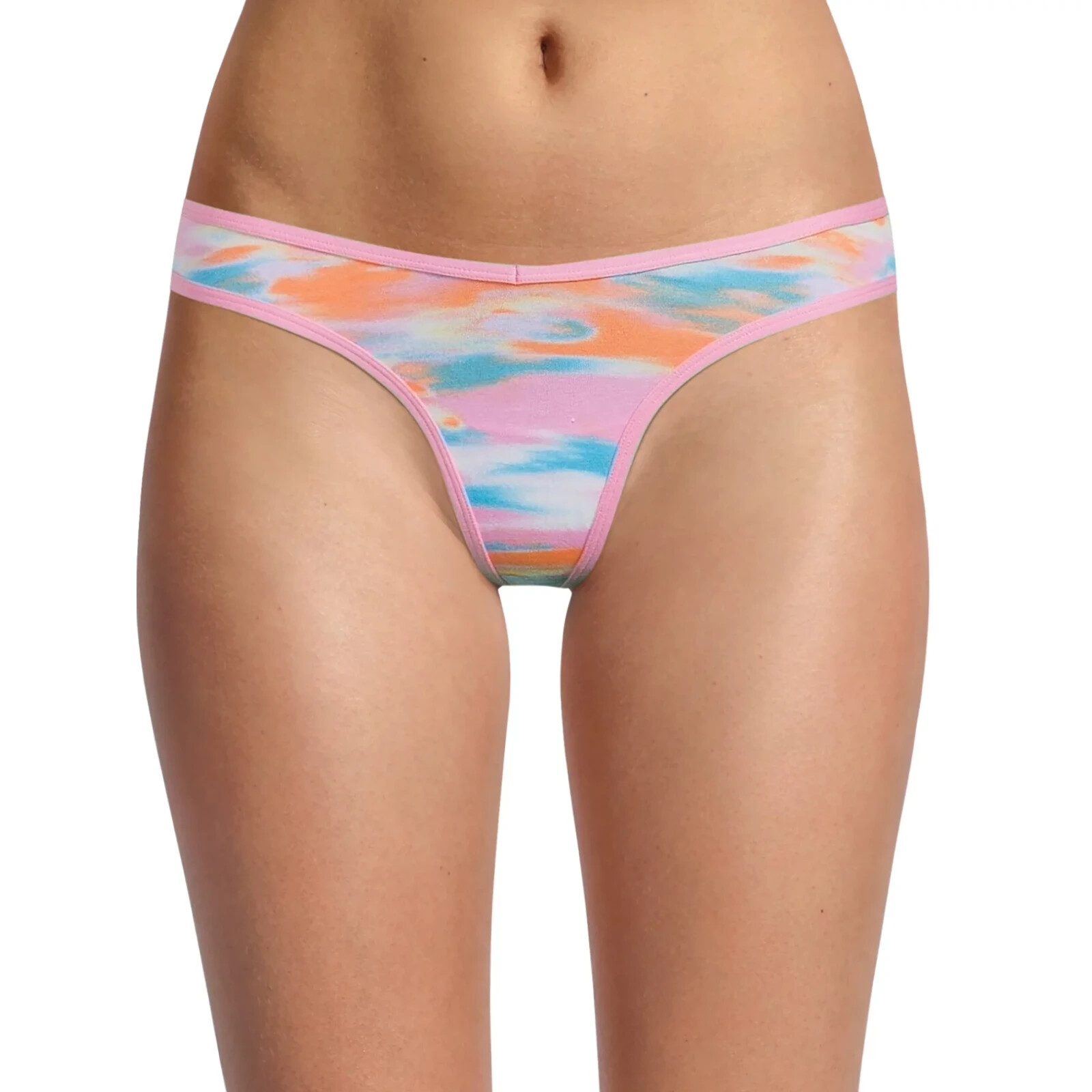 No Boundaries Women’s Cotton Thong Panties Size SMALL (3-5) Pink Tie Dye