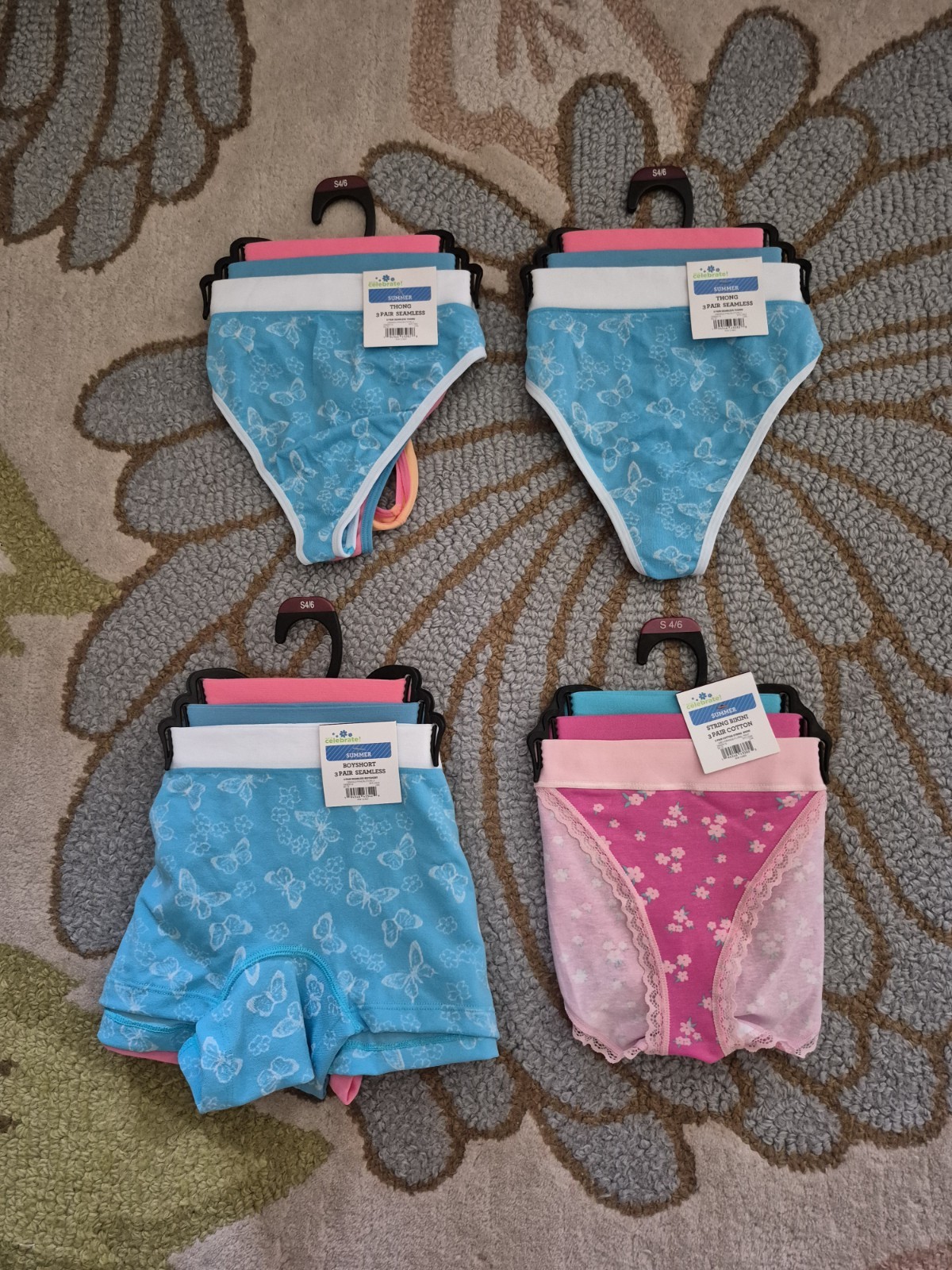 NEW Lot Of 4 Walmart Summer 3 Packs Assorted Underwear Women’s Size Small