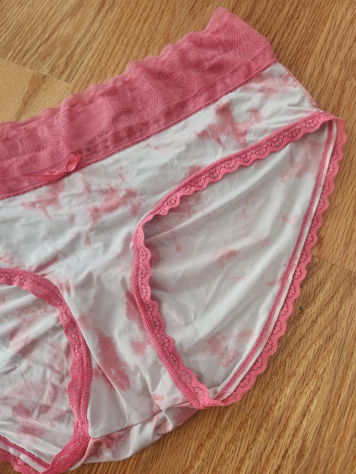 Vtg No Boundaries Multicolored Brief Panty Size L Lace Waistband Scrunched Butt