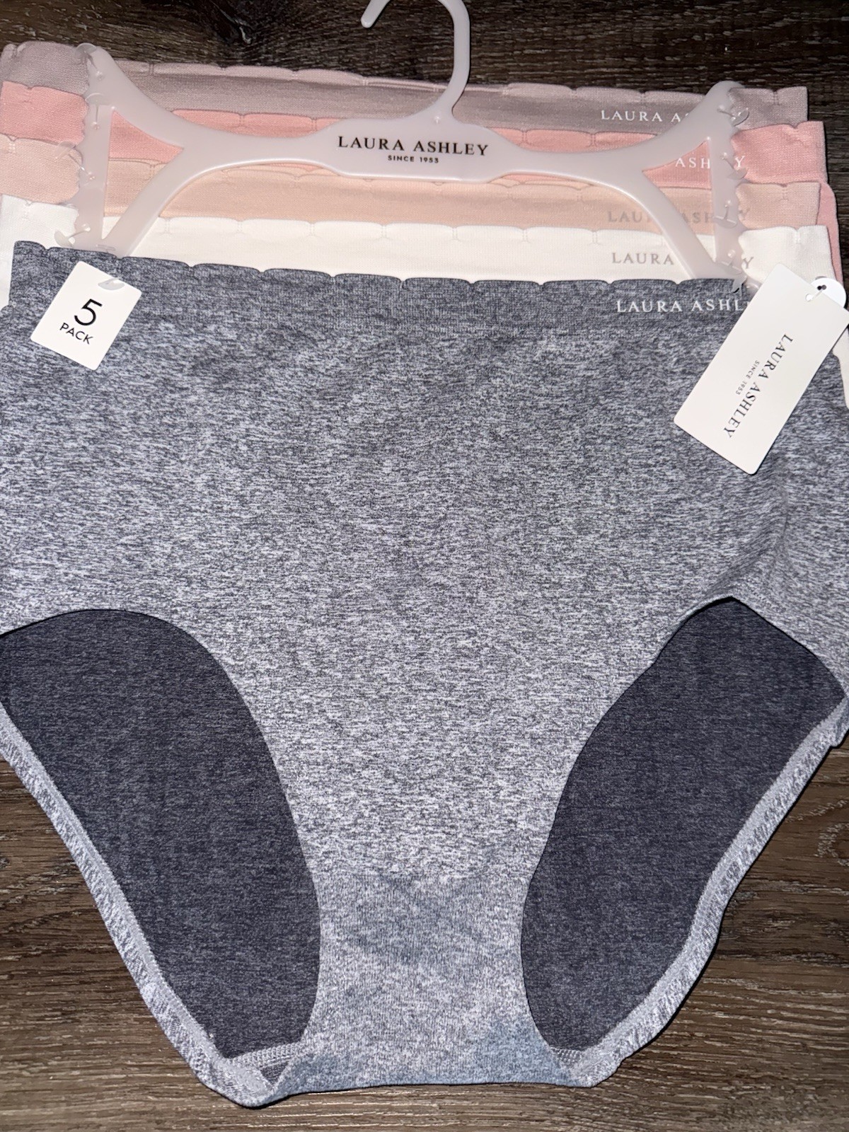 Laura Ashley ~ Womens Brief Underwear Panties 5-Pair Polyester Nylon Blend ~ 1X