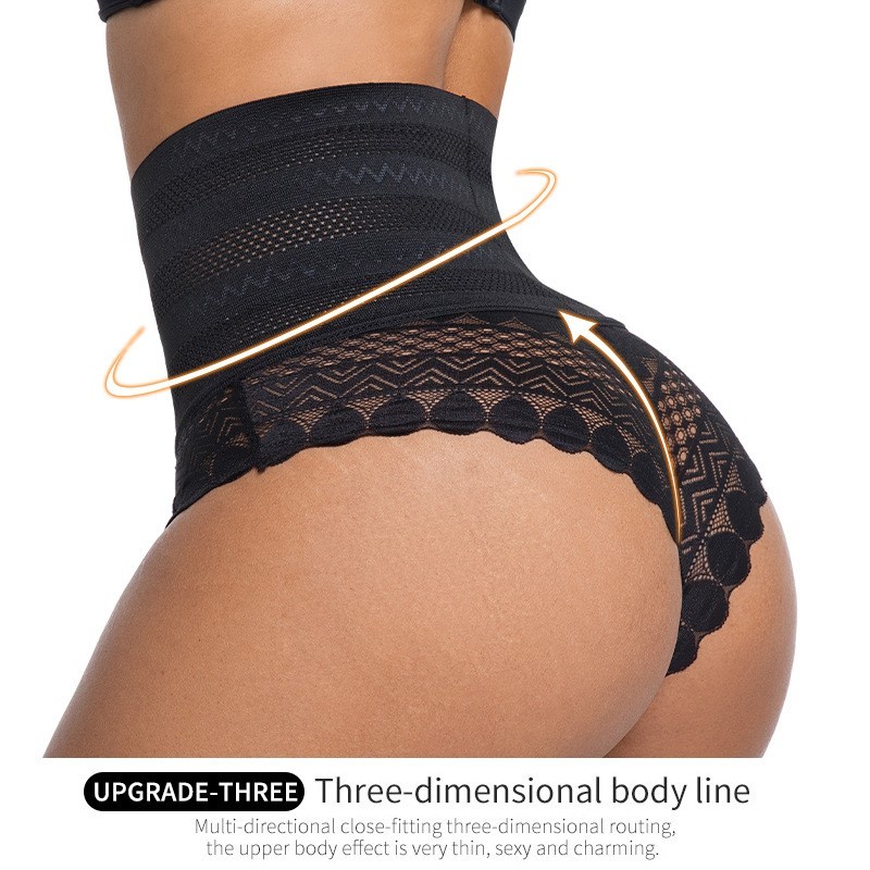 3X Mesh Lace High Waist Tummy Control Panties Breathable Butt Lifting Underwear