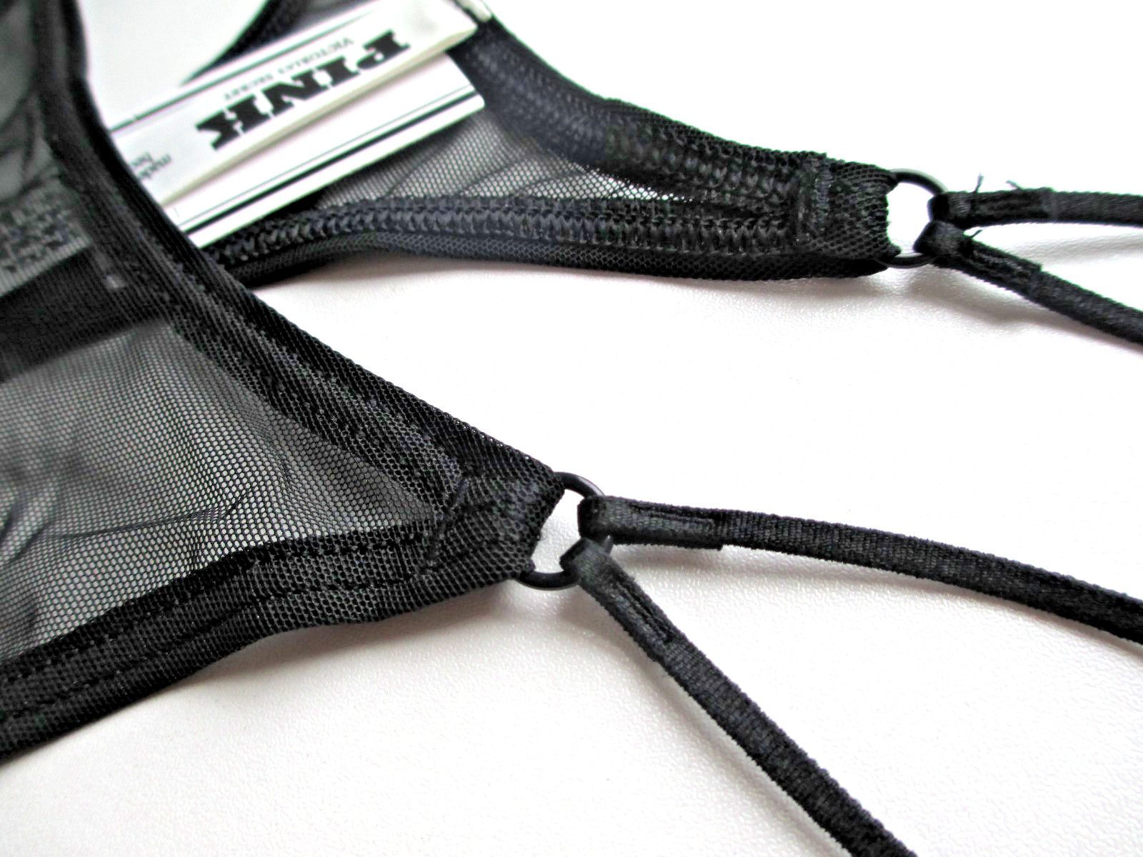 VICTORIA’S SECRET PINK Strappy Micro Thong Panty VS Black Mesh Sexy S M L XL NWT