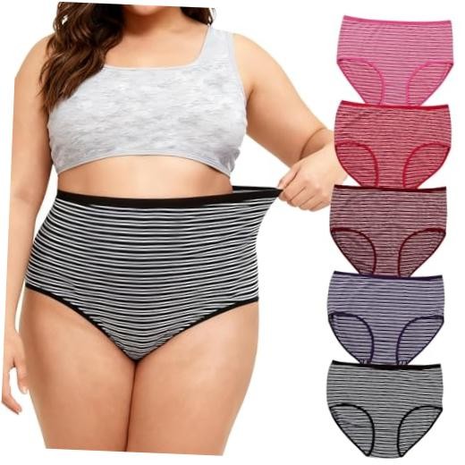 Women’s Striped Underwear Cotton Plus Size XL-5XL 5X-Large Striped Panties