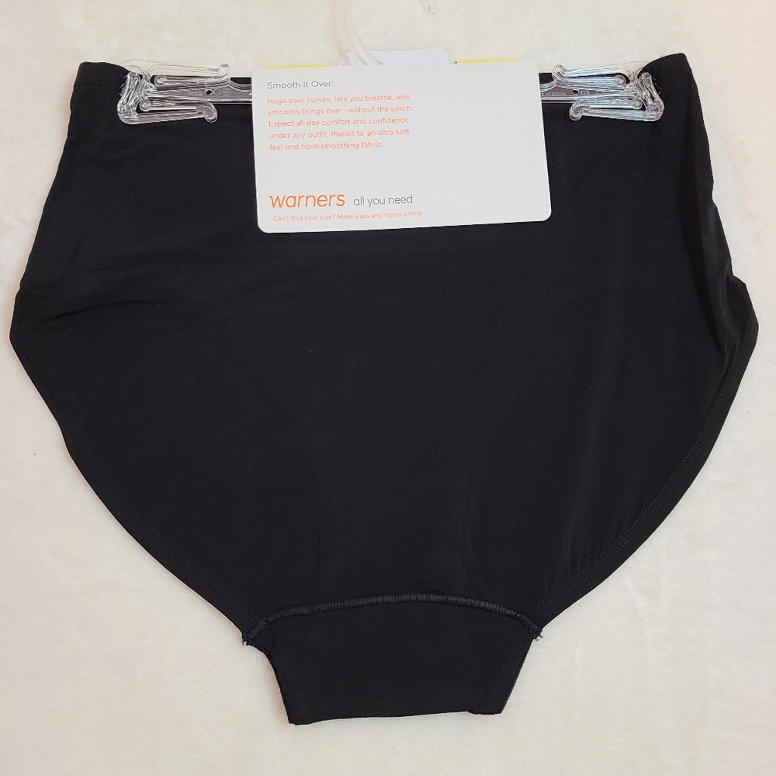 Warners Smooth It Over Silky Nylon Hi-cut Brief Panty Size M Black