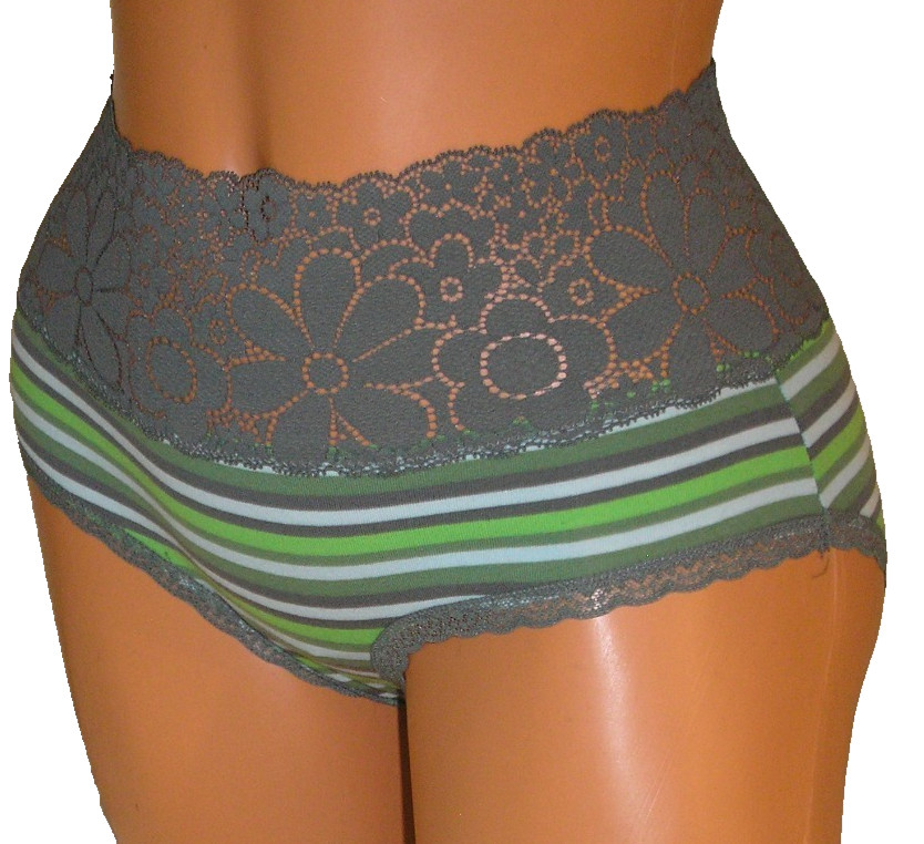 Aerie Scrunchback Lace Trim Striped Boybrief Culotte Panties Small / Medium