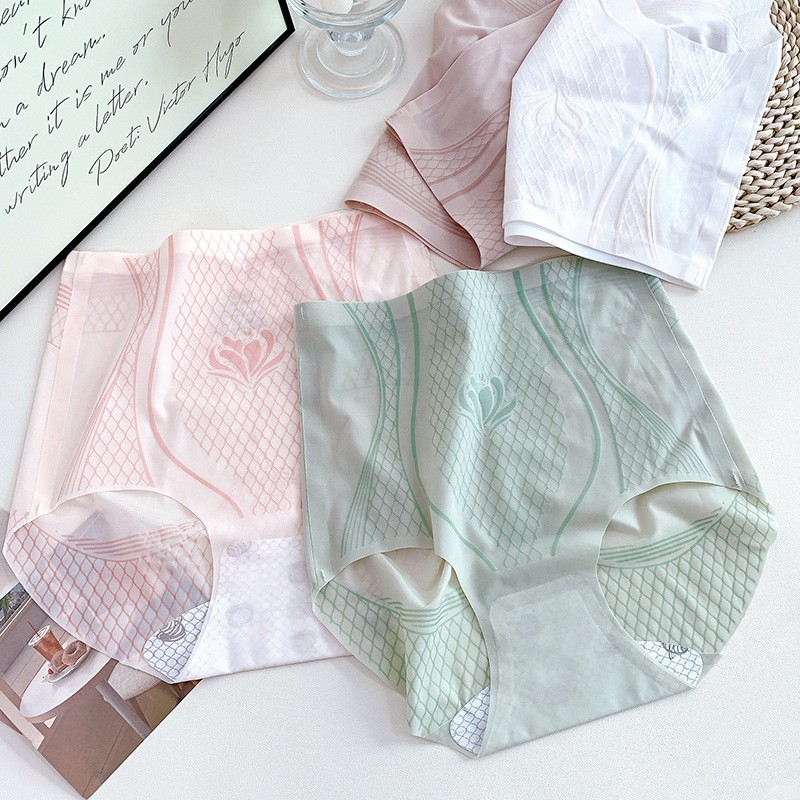 High Waisted Tummy Control Knickers for Women Antibacterial Ice Silk Knickers