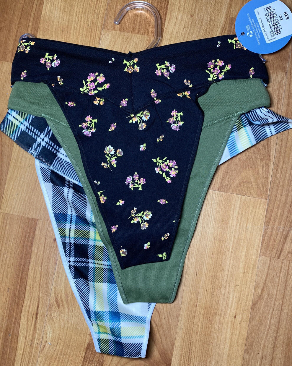 Arizona Body 3Pack thong seamless floral/plaid size XXL