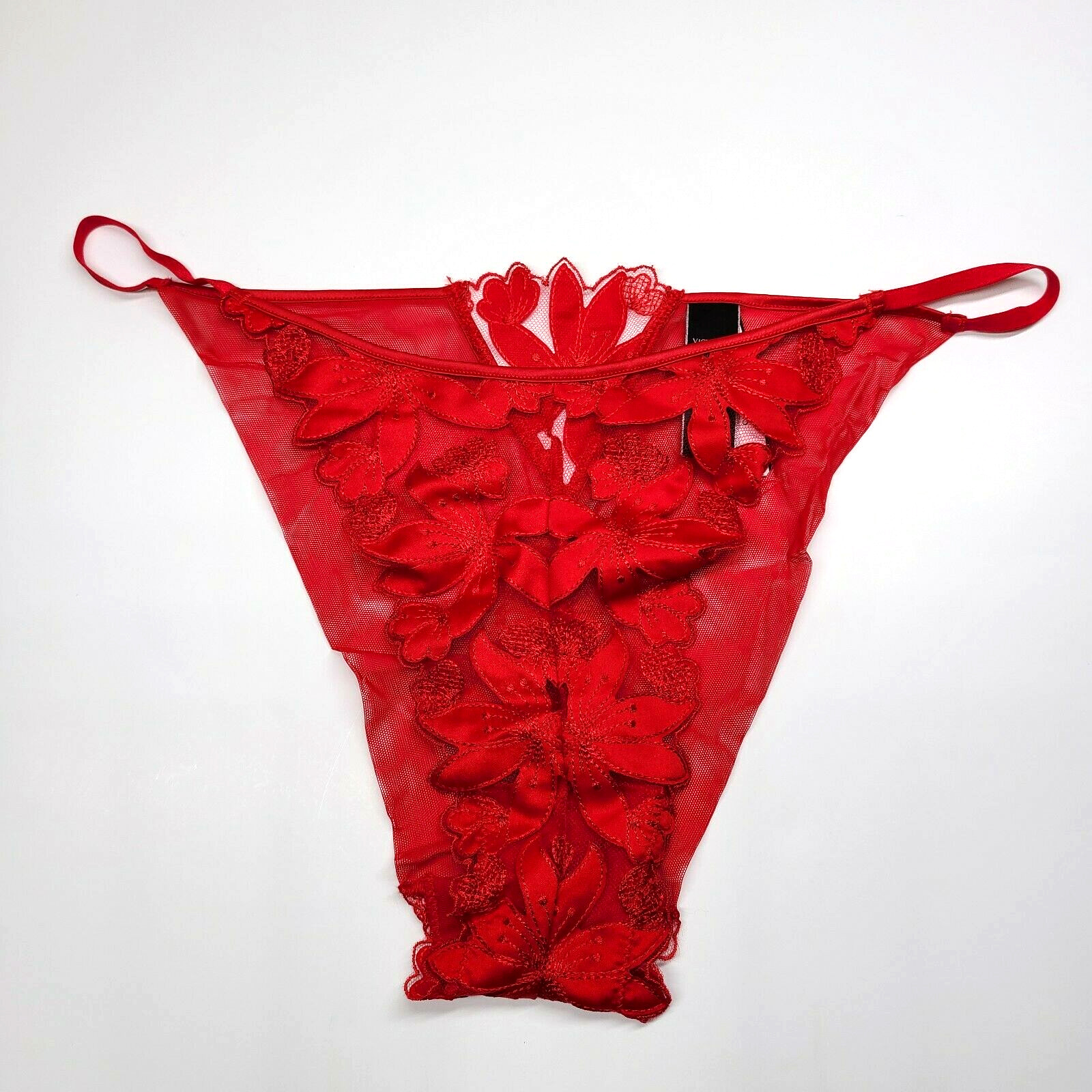 Victoria’s Secret LUXE LINGERIE Floral Embroidery Brazilian Panty XL Red