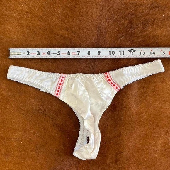 Vintage “Designs by Faris” Red Heart Satin Thong