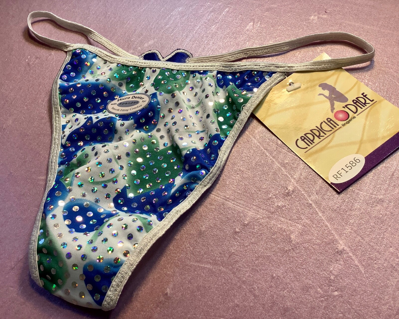 Women Panties,Thongs Size L/7 Large Multicolor Metallic Dots W/decoration Myanma