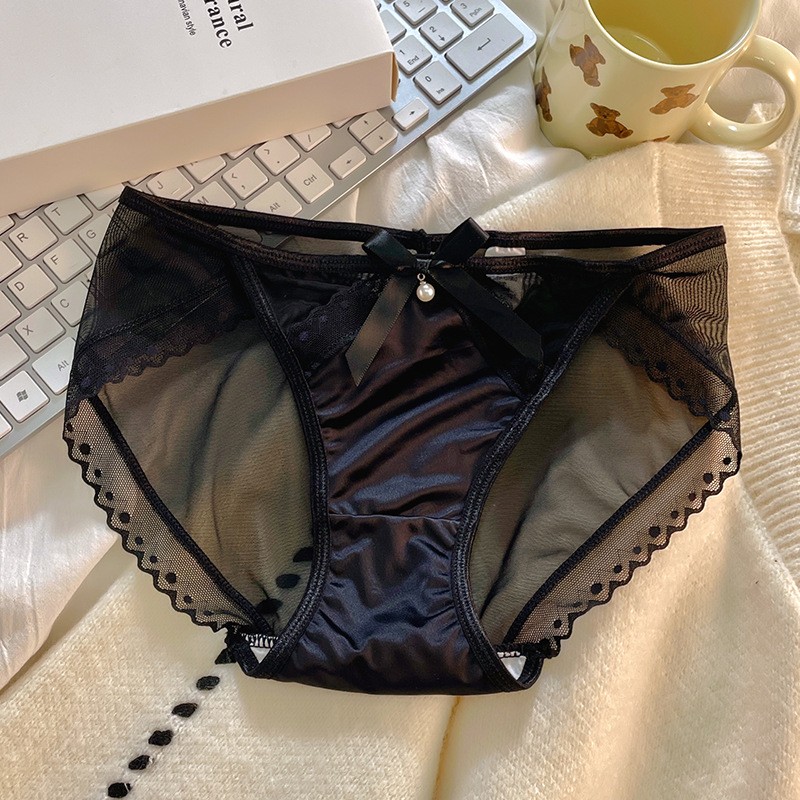 2 Pack Lot Womens Sheer Satin Panties Underwear Brief Bikinis Low Rise Lingeries