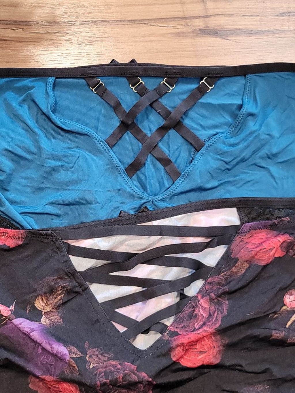 NEW Cacique 18/20 Hipster Panties Teal Black Floral Lace Underwear Undies Set 2