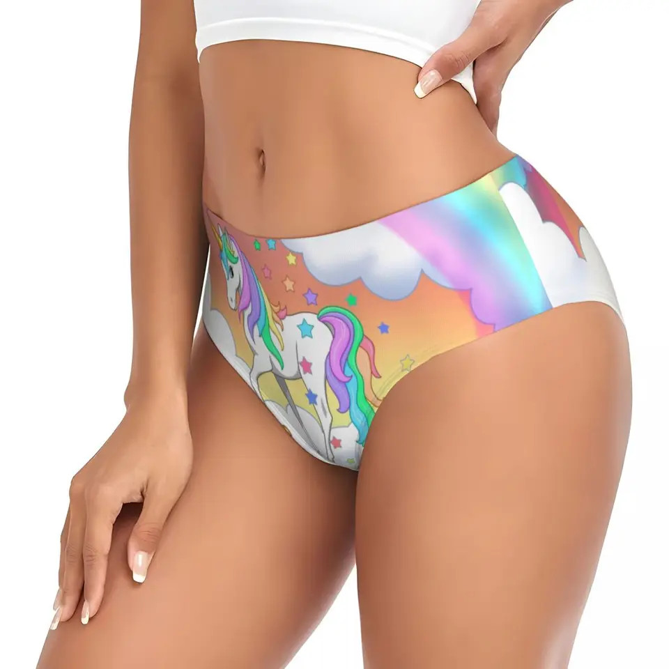 Printed Mid Rise Panties Stretch Soft Breathable Briefs Comfortable Fit Wear