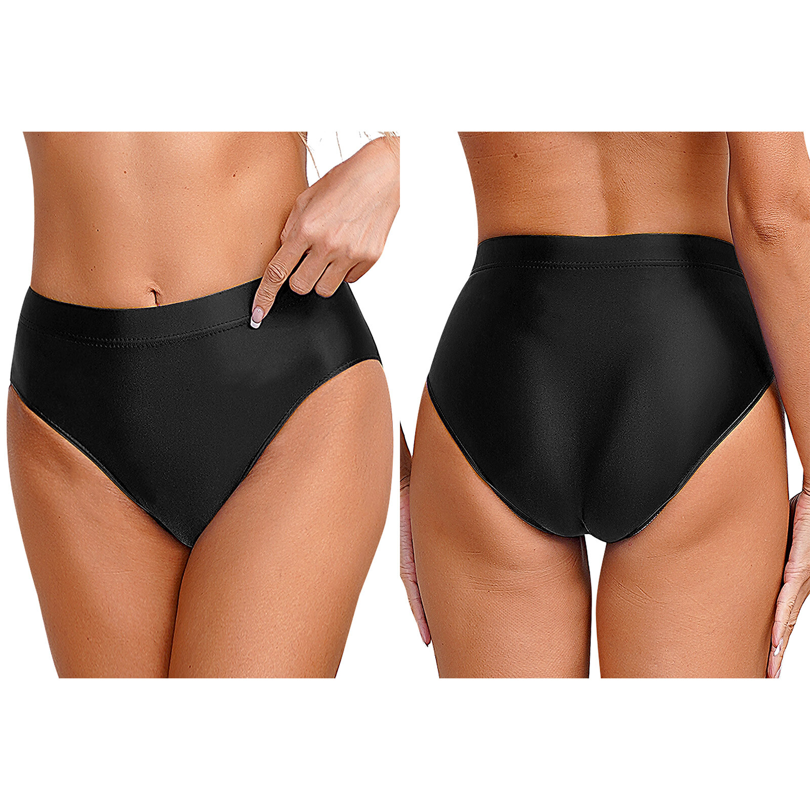 US Women Trunks Stretch Briefs Cheeky Thongs Solid Panties Silk Satin Underwear