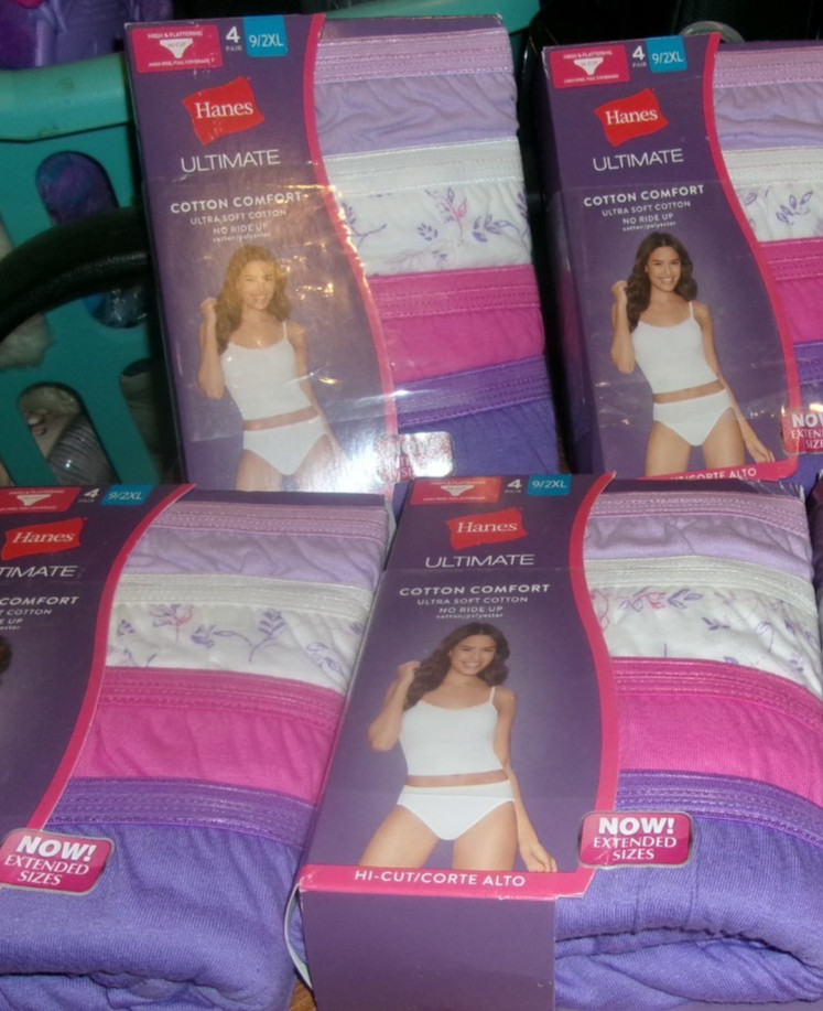 Hanes Ultimate Cotton Comfort Hi- cut Panties (4-Pack) 9/2X Asst. 4 @ 4 PKS LOT