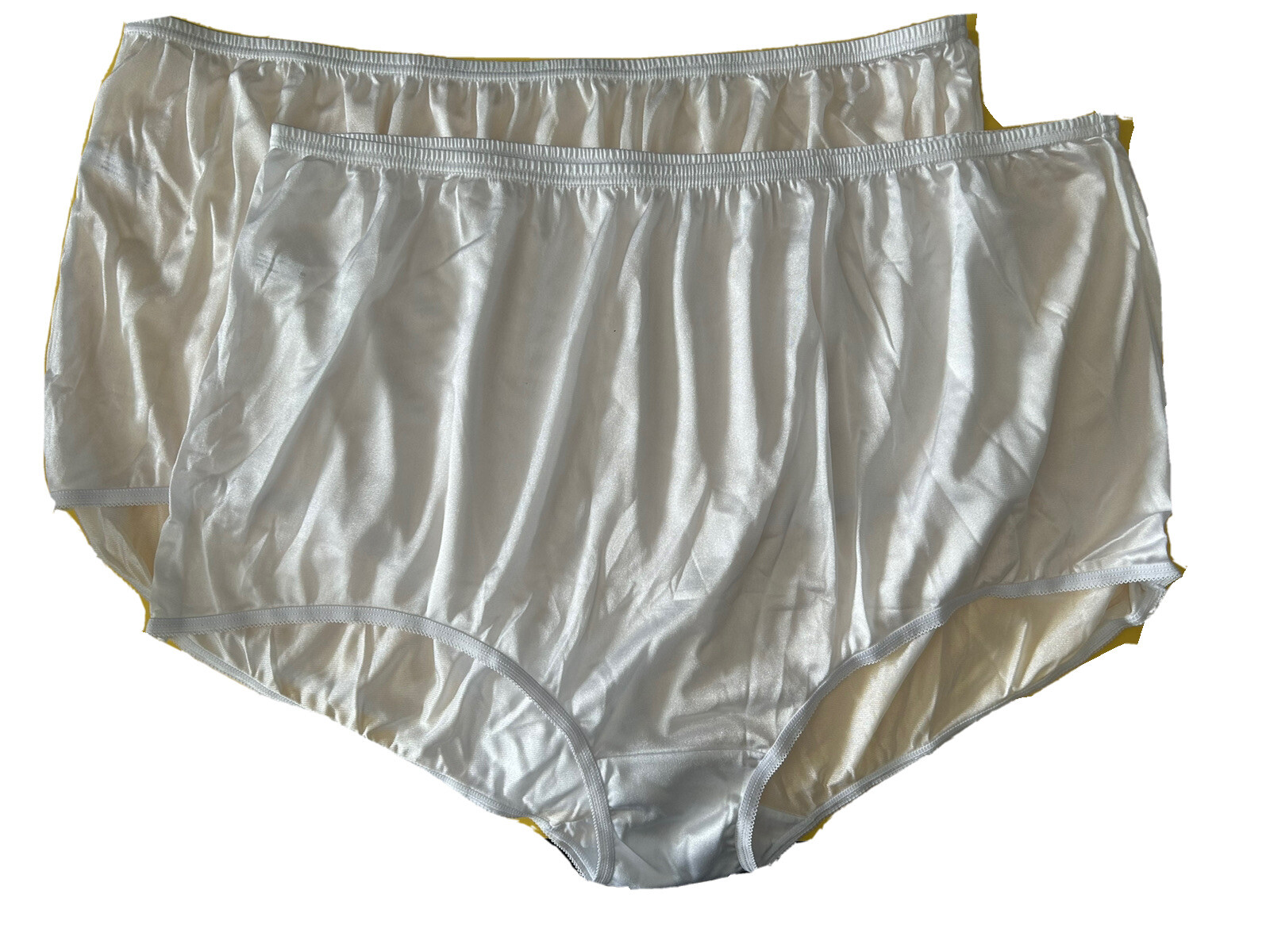 TERI Lingerie Size 13 White Shiny Silky Satin 100% Nylon Brief Panty Lot Of 2