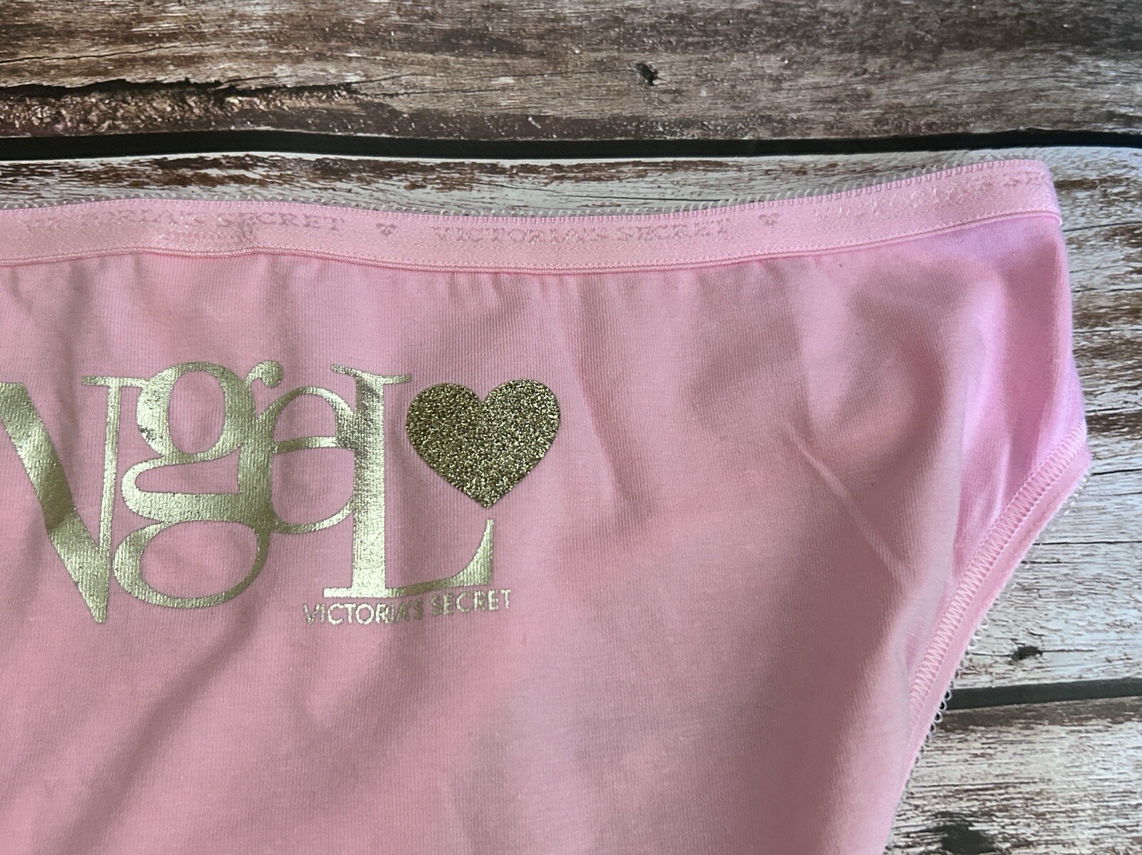NWT Vtg Victorias Secret Pink “Angel”Wings Bikini Small Gold Heart Bling Sparkle