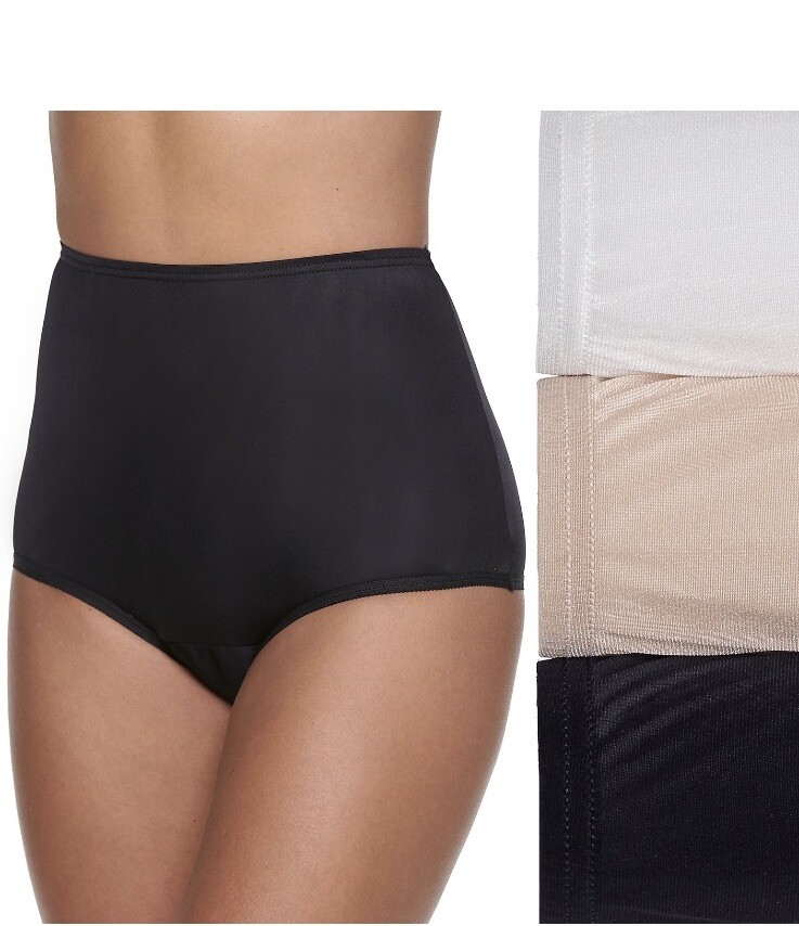 VANITY FAIR Ravissant 15711 Nylon Brief Black Beige White Size 11/4X NWT