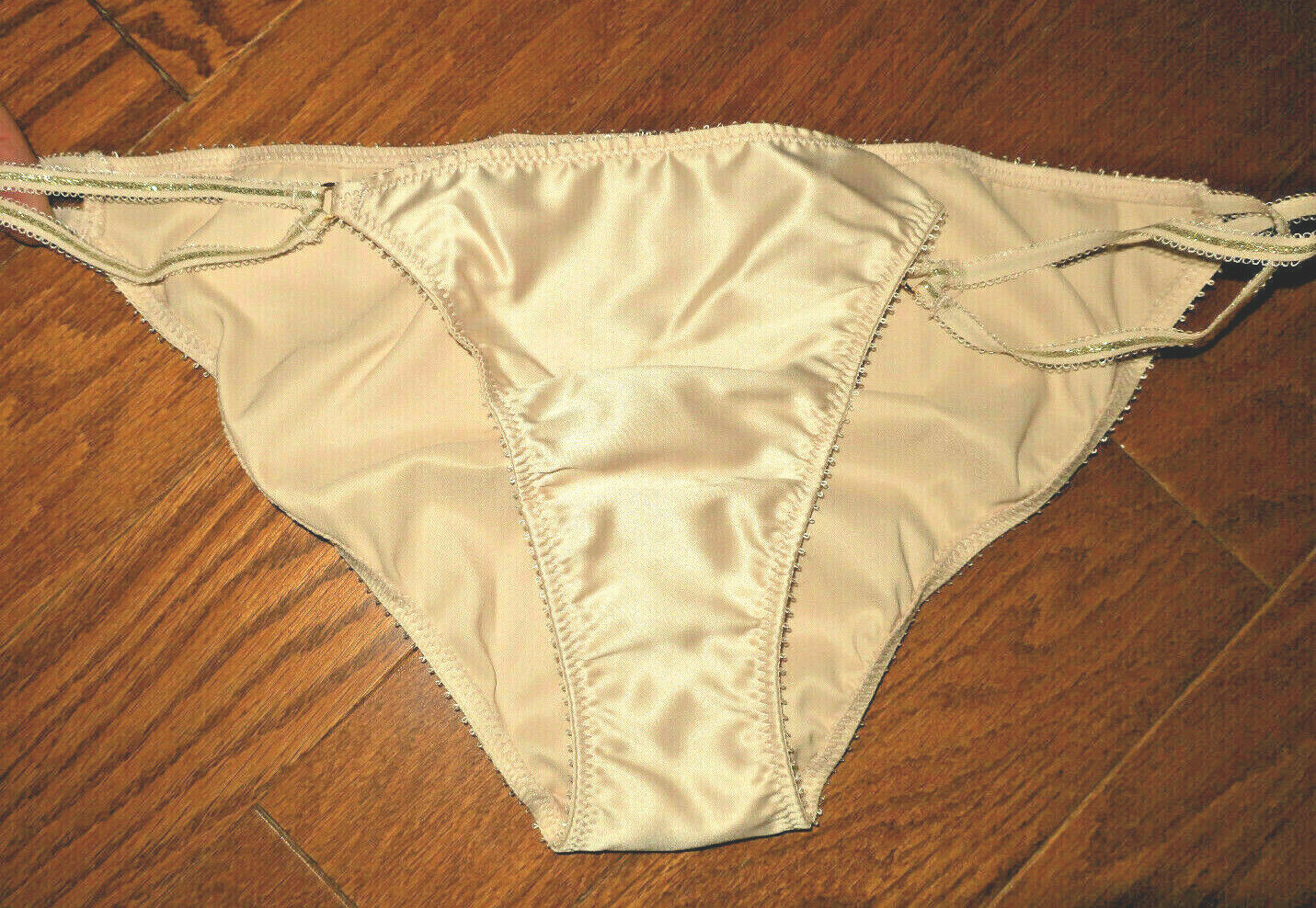 ❤️ M L XL ❤️SATIN Victoria’s Secret VS Beige Black PANTIES STRING BIKINI NEW/BAG