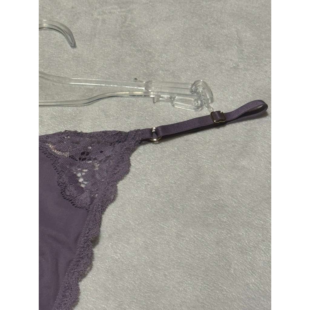 Victoria’s Secret Sexy Illusions Lace Thong Panty Plum Purple Size L NWT