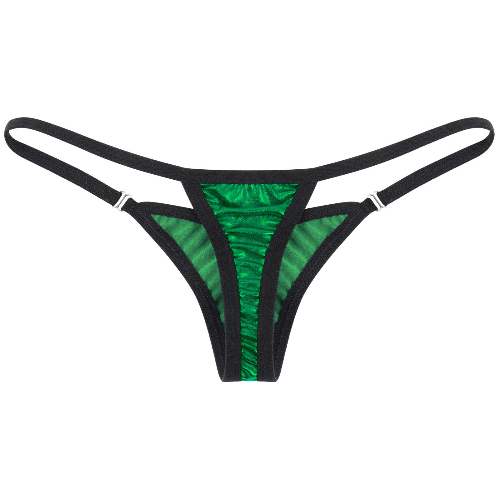 Womens Shiny Metallic PVC Leather Low Rise Bikini T-back String Thongs Underwear