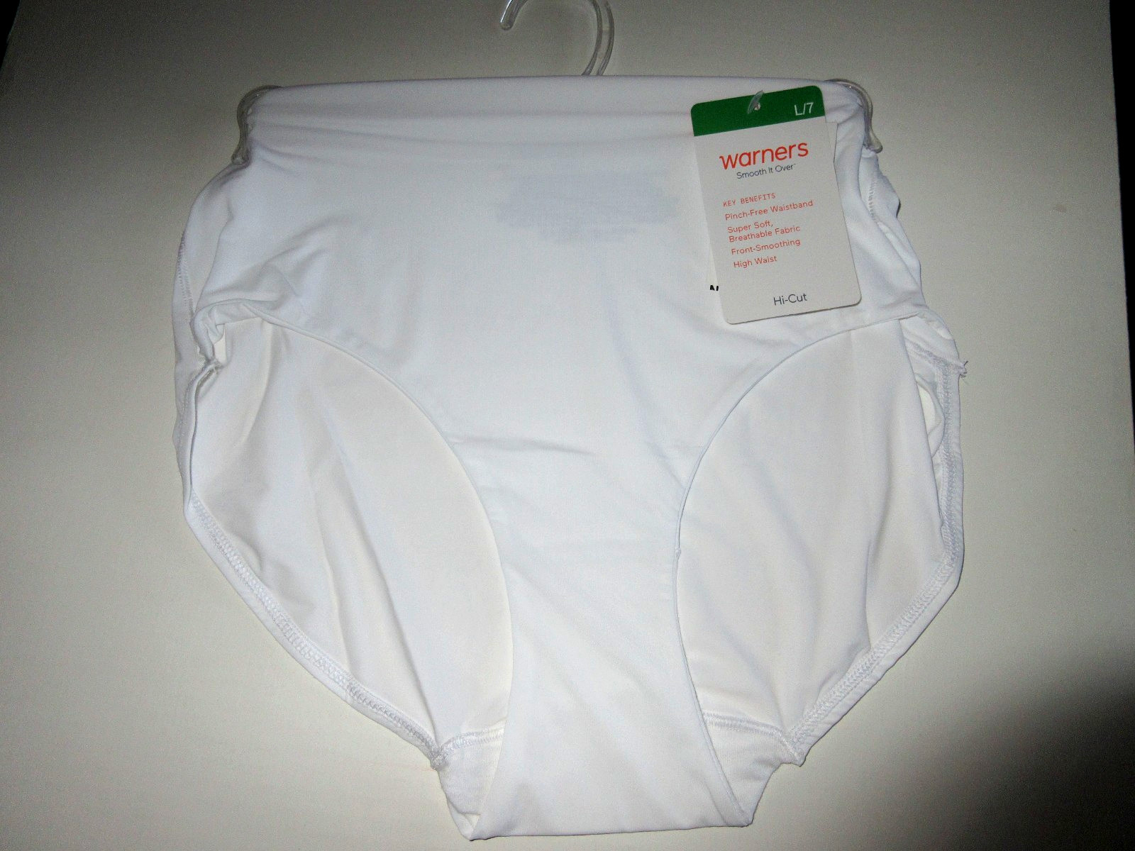 Warners HI CUT panties Smooth it over Front High waist RT9021 White nylon L/7