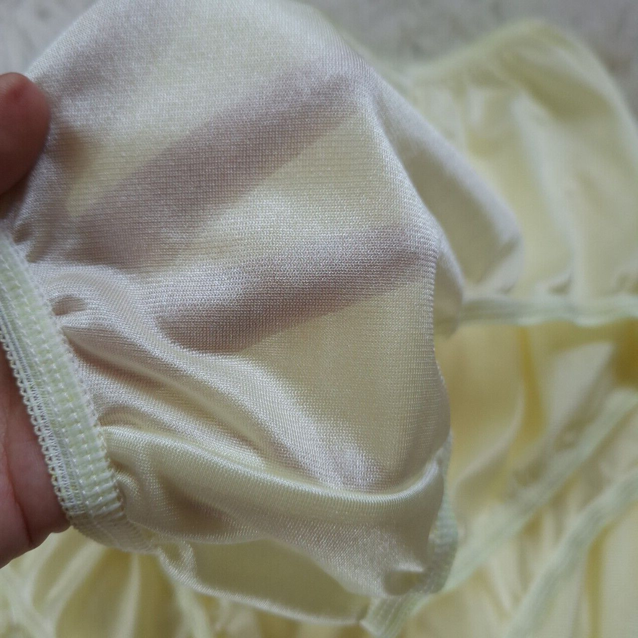7pc Yellow Nylon Panties Underwear Silky Soft Smooth Briefs Full Waist 30″-36″ L