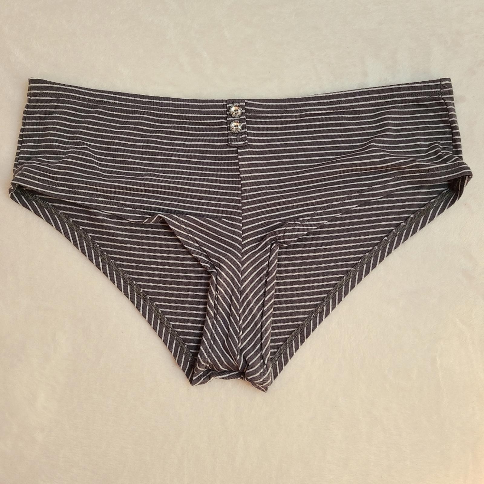 VTG Aerie SuperSoft Modal Cheeky Hipster Panty Size Lg Gray Stripes