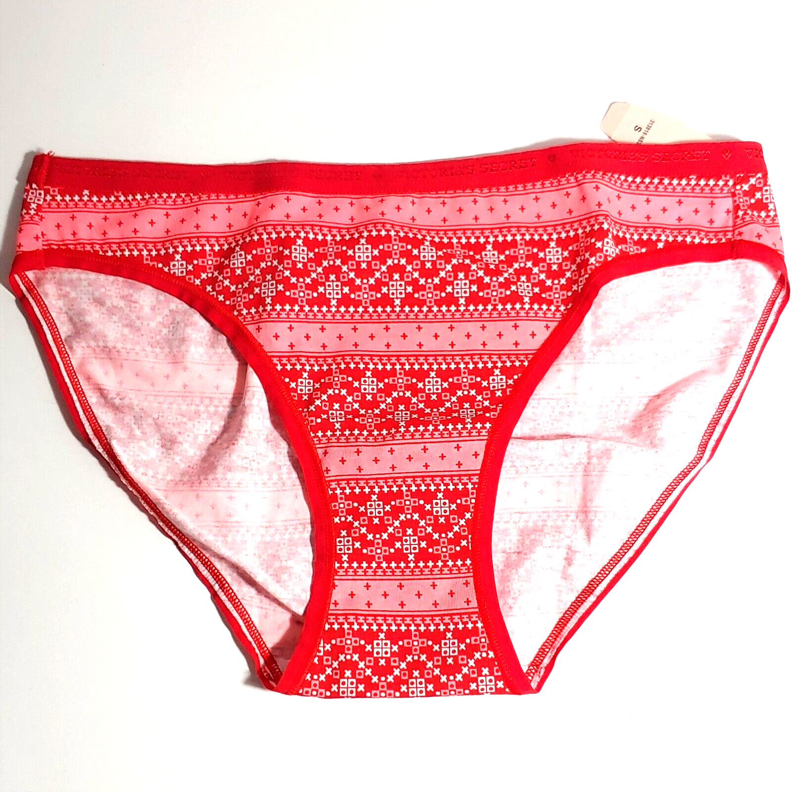 Victoria Secret Panties Bikini Small Red Fair Isle NEW