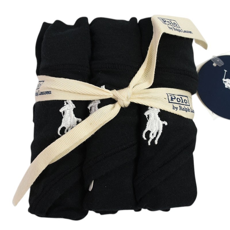 POLO RALPH LAUREN Womens Black 3 Pack Cotton Stretch Thong Underwear LARGE NWT