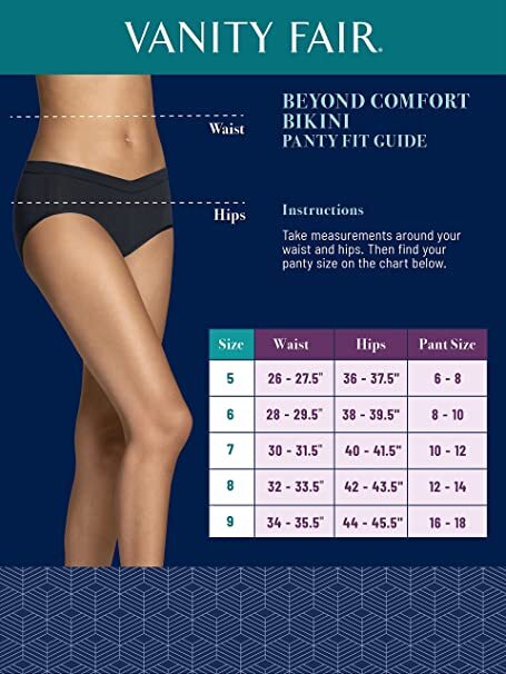 4 pack 18291 Beyond Comfort Bikini Panties MIX COLORS Sz- 5~6~7~8