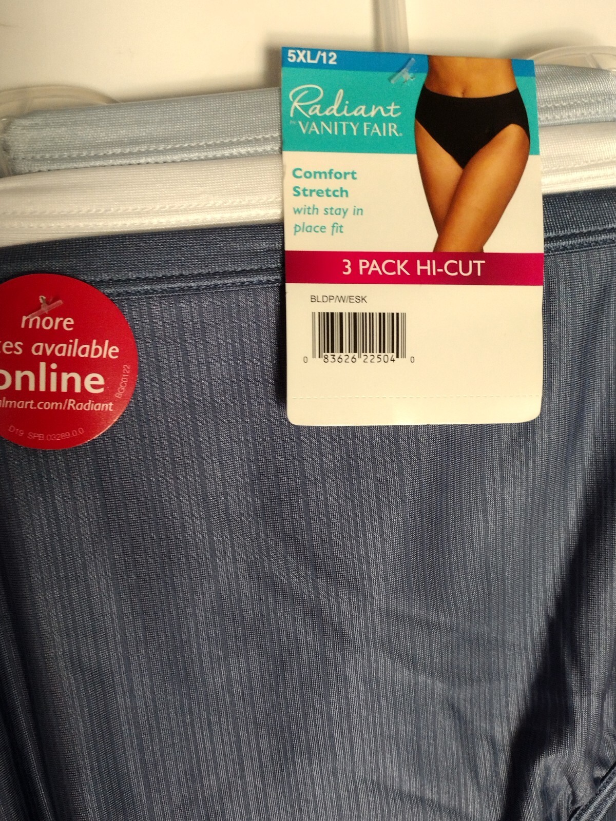 Vanity Fair Radiant Womens Hi-Cut Underwear Panties 3-Pair Nylon Blend 5XL M. C