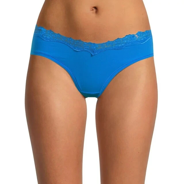 No Boundaries Women’s Body Base Hipster W Lace Panties Size LARGE Blue Thrill