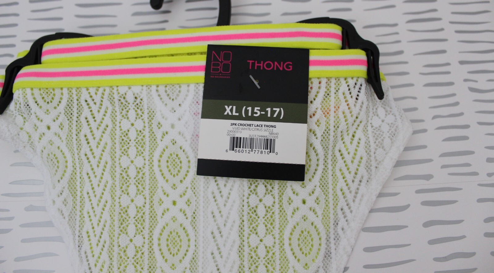 No Boundaries Juniors Crochet Lace String Thong 2 Pk Multicolor Size XL NWT