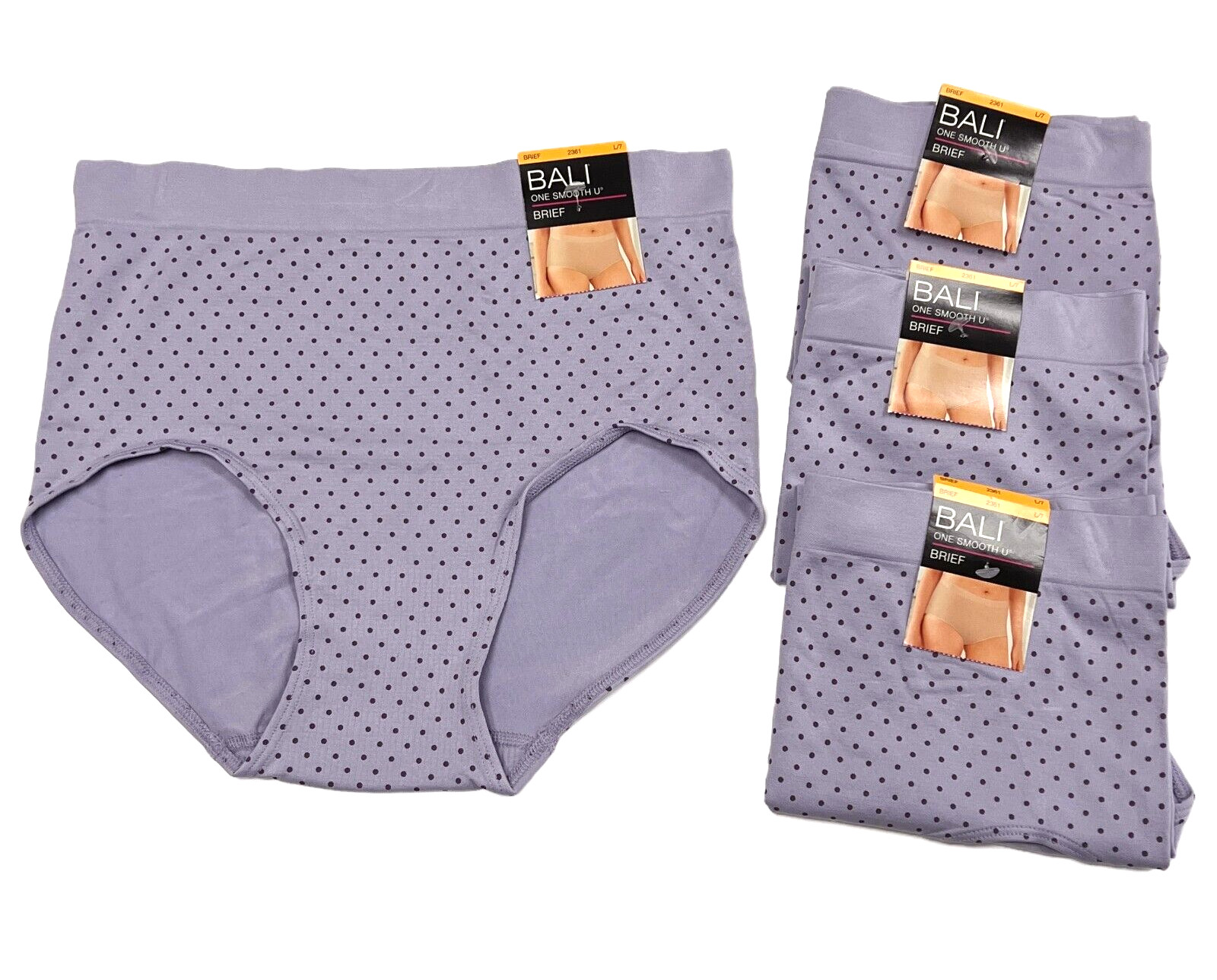 Bali One Smooth U Brief Panty L 7 NWT 2361 – 4 PACK Large