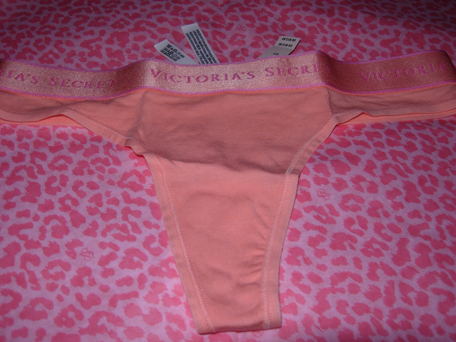 Victoria’s Secret Sexy Logo Band Lingerie Thong Peach Pantie XS S M L XL XXL NWT