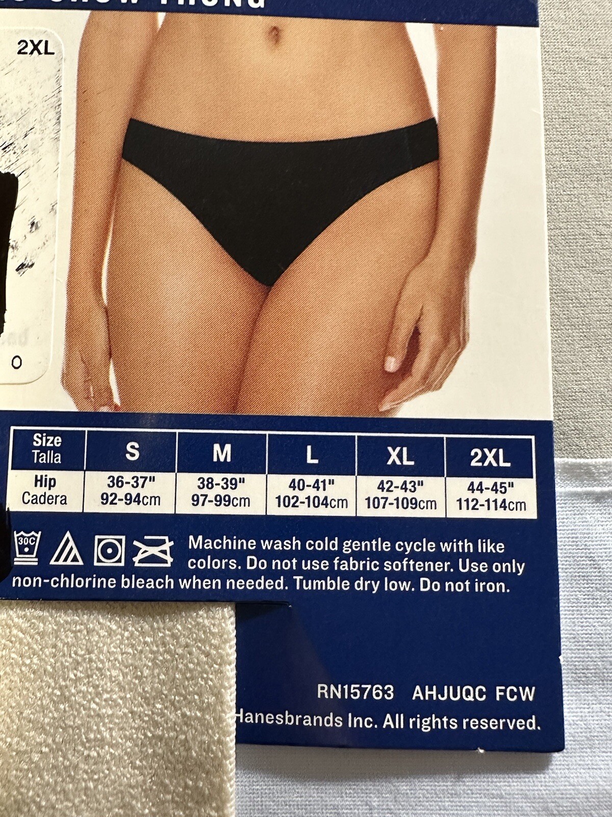 Champion No-Show THONG Invisible Fit 2XL 3 Pair Pack Underwear Panties
