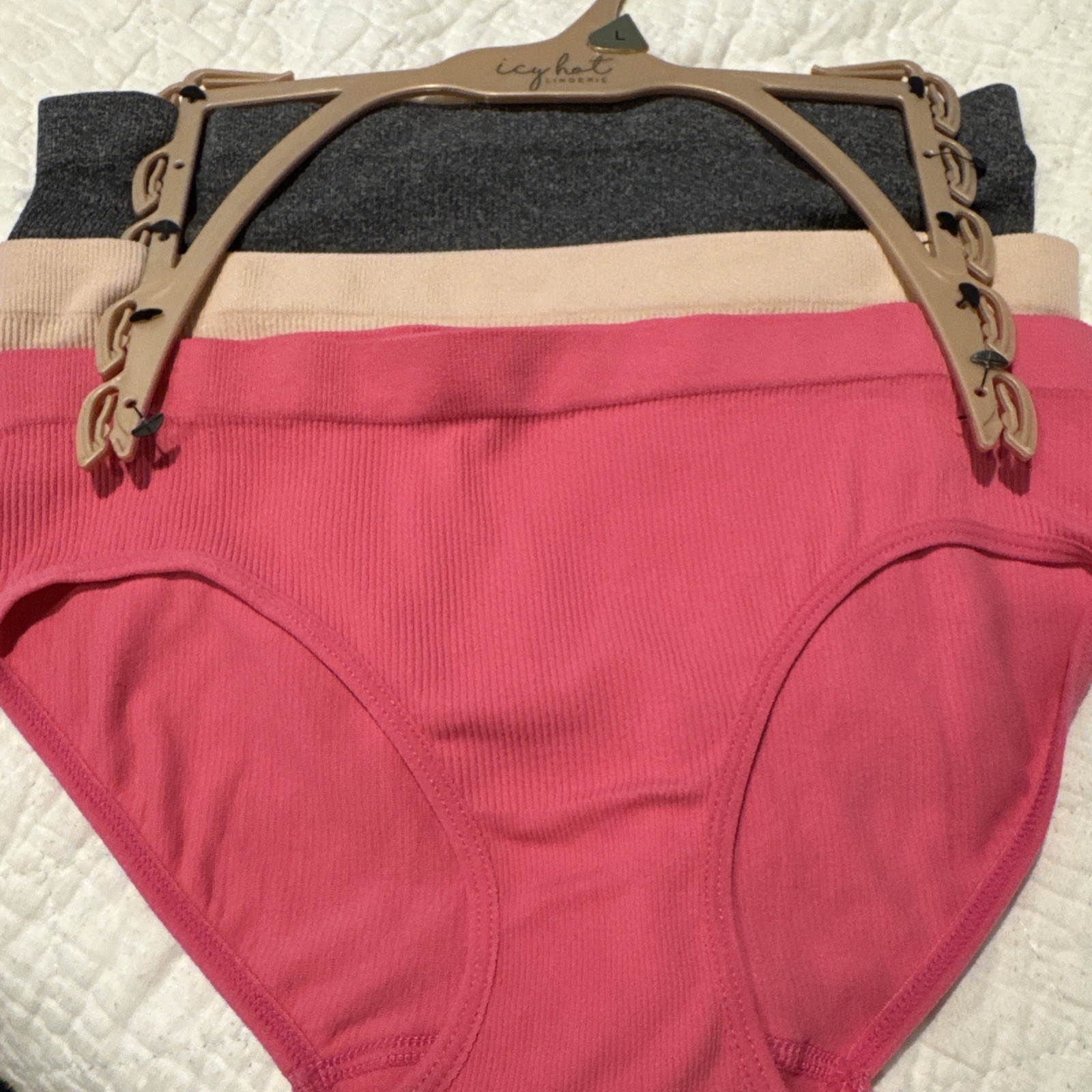 Icy Hot 3 Pack Seamless Brief Underwear Panties Women’s Large Pink Gray
